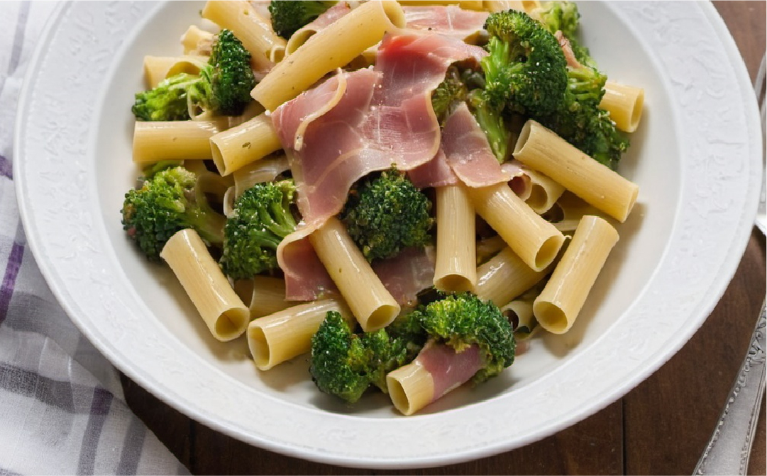 Pasta de brocoli con jamón